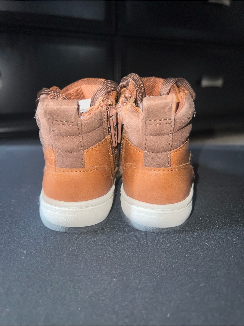 Kids Brown High-Top Sneakers - Casual Everyday Shoes - Picture 3 of 4